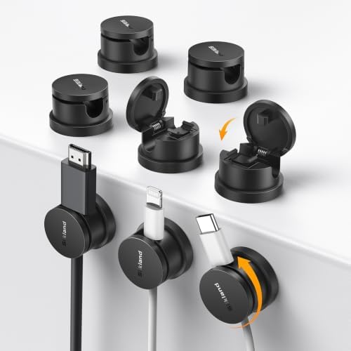 Silkland 8 Pack Snap-Lock Cable Clips, 360° Rotatable Cord Holder for Desk by Silkland