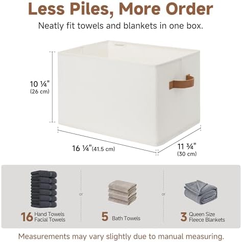 StorageWorks Closet Storage Bins with PU Handles, Beige, Extra Large - Image 6