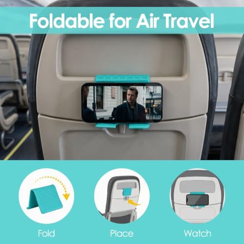 Flexible Silicone Aluminum Phone Holder Tablet Stand with Charging Port Design, Foldable Airplane Laptop/Phone Stand for Home Office Travel (Tiffany - with Suction) - Image 5
