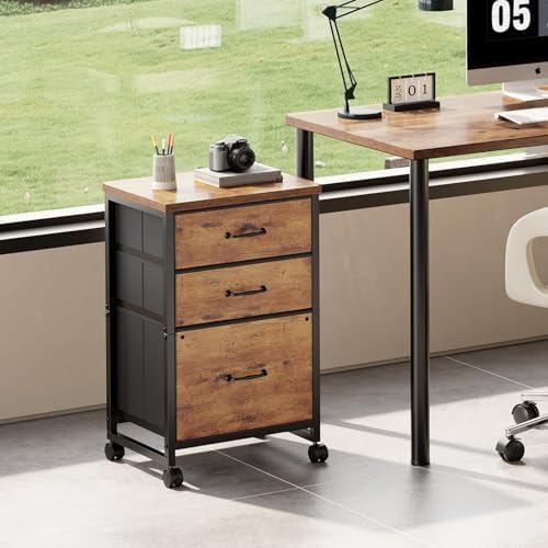 Maihail 3 Drawer File Cabinet on Wheels Fits A4 Size for Home Office - Image 2