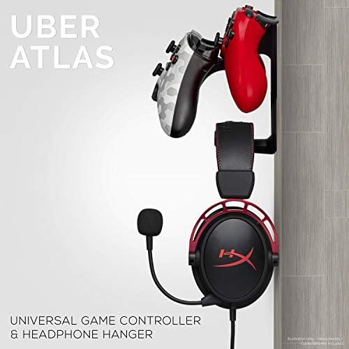 BRAINWAVZ The UberAtlas Dual Game Controller & Headphone Stand Wall Mount Holder for Xbox ONE, Series X, PS5, PS4, PS3, Switch, STEELSERIES Gamepad & More, Stay Organized No Screws (Two Pack) - Image 3
