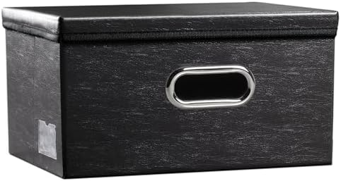 Leather Foldable Storage Boxes with Lids,Closet Storage Bins 15L by Prandom