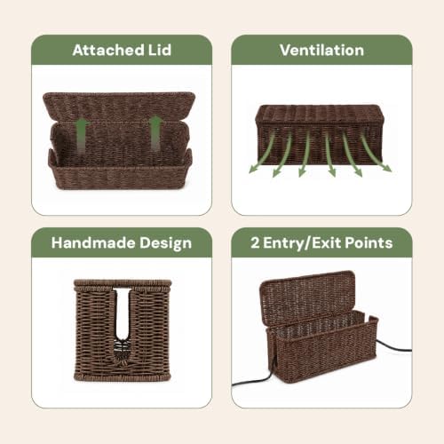 Cable Management Box, Handmade Rattan Cord Organizer for Power Strip - Image 6