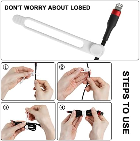 Silicone Cable Ties, Cord Organizer Cable Management(16Pcs-White) - Image 3