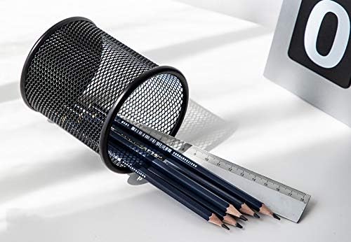 HSYMQ Black Pen Holder Cup for Desk, Pencil Cup Holder, Black Wire Mesh Pen Cup for Desk Office Pen Organizer - Image 3