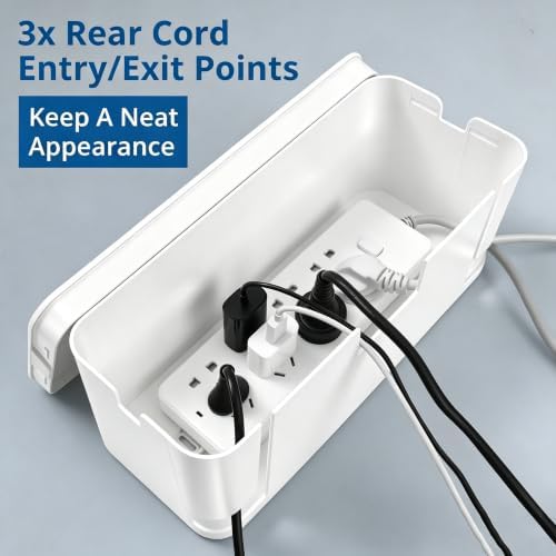 ZhiYo 2 Pack Cable Management Box, Medium & XL, Power Strip Organizer White - Image 3
