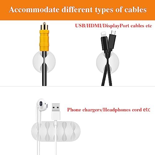 16pcs Cable Clips for Organizing Nightstand Phone Chargers (White) - Image 4