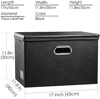 Leather Foldable Storage Bins with Lids,Closet Storage Boxes 40L - Image 6