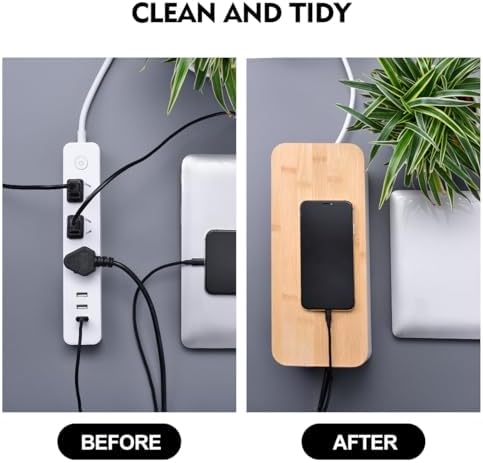 Naeety 2Pack Cable Management Box,Wooden Style Cord Organizer Cord Hide Box - Image 6