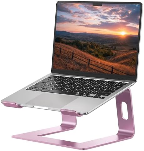 SOUNDANCE Laptop Stand, Aluminum Ergonomic Desk Riser, 10-15.6", Pink by Soundance