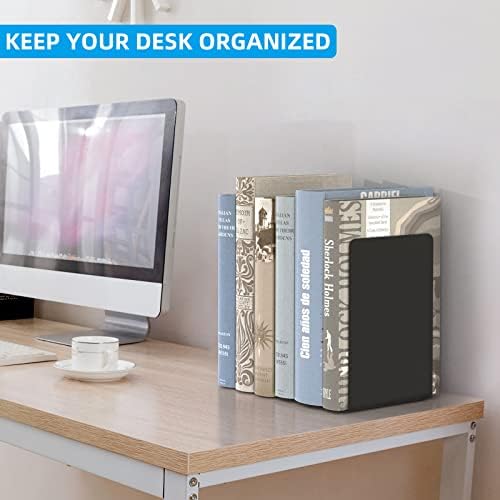 VFINE Book End 3 Pairs, Black Shelf Bookends , Book Stopper for Heavy Books - Image 4