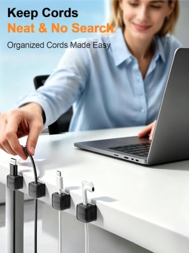12 Pack Cord Organizer Magnetic Cable Clip Adhesive Wire Management 1s Lock - Image 2