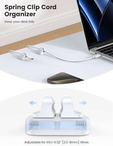 Lamicall 10 Pack [Spring Fixed] Cord Holder, Adjustable Desk Cable Clips - Image 2