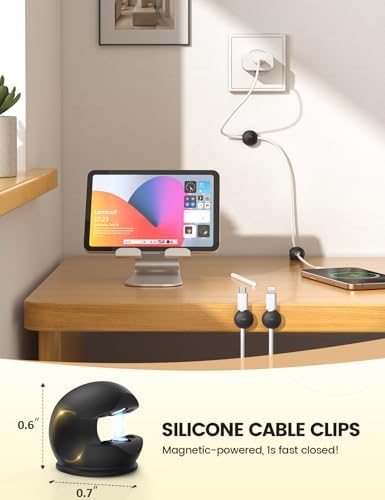 Lamicall 12 Pack Magnetic Cord Organizer, Silicone Mini Cable Clips - Image 2