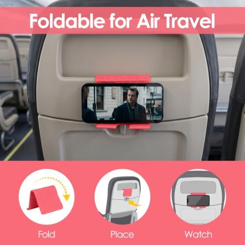 Flexible Silicone Aluminum Phone Holder Tablet Stand with Charging Port Design, Foldable Airplane Laptop/Phone Stand for Home Office Travel (Pink - with Suction) - Image 5