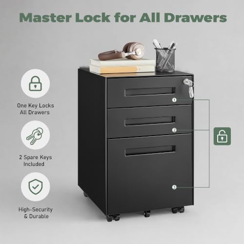 Fully Assembled Home Office File Cabinet with Lock - Image 7