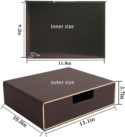 Stackable Organizer Drawer Classic Brown Pu Leather Handmade,Organize Home Office Desk Accessories and Sort Letter-Size Paper/a4 Document,Desk Caddy with Drawers Storage Box,13.1x10x3.7inches - Image 3