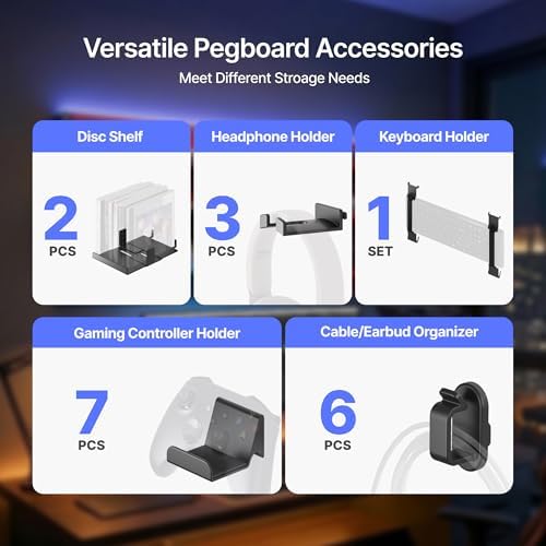 Controller and Headphone Holder Wall Mount, 14pcs, Black - Image 4