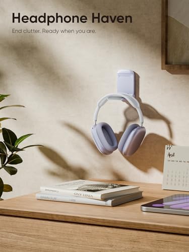 MAMUVIMO Headphone Stand, 2 Pack Headset Stand Foldable＆Sticky, Headphone Holder Hook Mount with Non-Slip Silicone, Adhesive Earphone Desk Hanger Clip Space-Saving for Airpods Max All Earphones Purple - Image 2