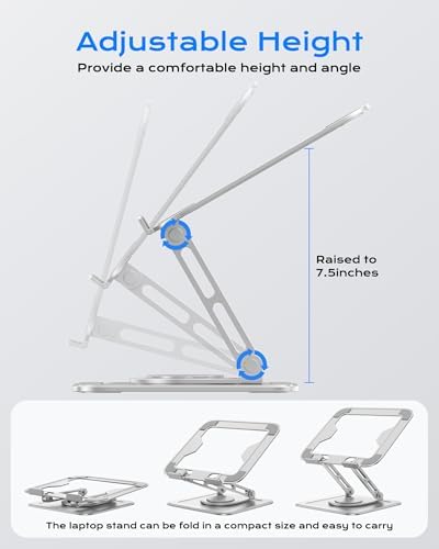 Adjustable Laptop Stand, Computer Stand with 360 Rotating Base - Image 3