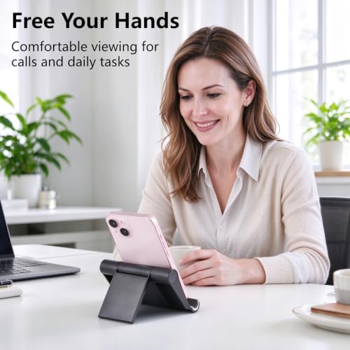 Cell Phone Stand 2 Pack, Desktop Holder for Phones & Tablets (2, Black+Blue) - Image 2