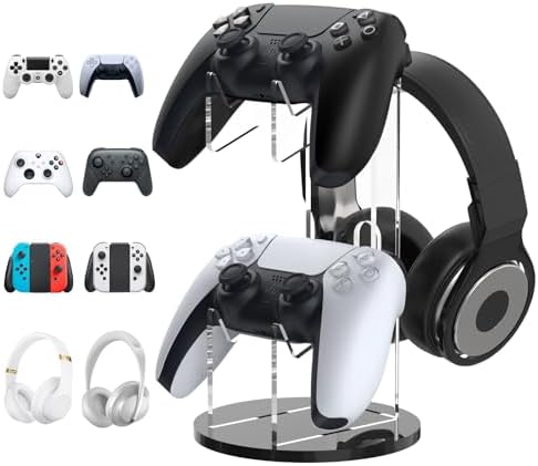 MoKo Universal Game Controller & Headset Stand, 2-in-1 Holder Acrylic by MoKo