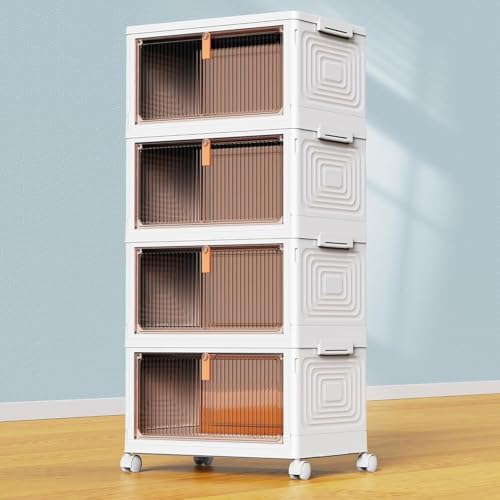 4 Tier Plastic Storage Bins with Lid 23QT, Stackable Storage Bins by YFXCVSL