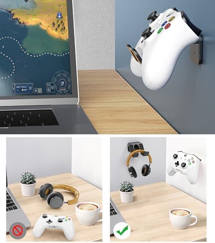 4PCS Controller Holder Wall Mount Headset Holder by Adhesive Screw - Image 6