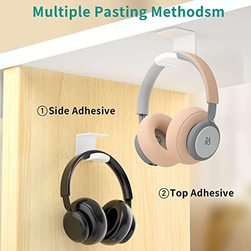 Under Desk Headphone Hanger, Adhesive Hook, White 1 Pack - Image 3