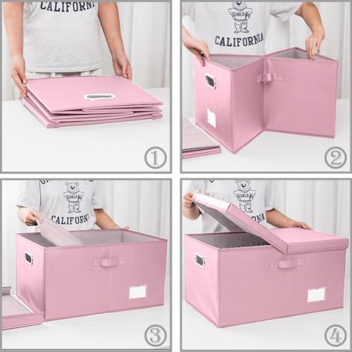 Extra Large Leather Foldable Storage Bins with Lids,Closet Storage Box 70L - Image 4