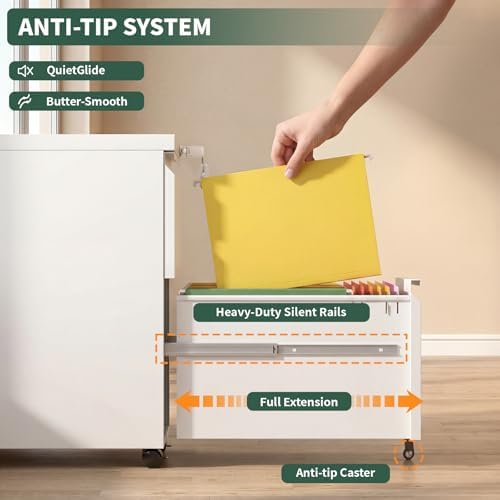 Small File Cabinet for Home Office,Metal Mobile Organizer Letters/Legal/A4 - Image 4