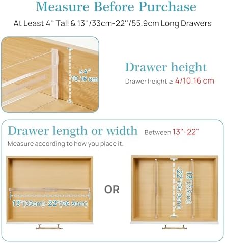 Vtopmart 4" High Drawer Dividers for Clothes, 13"-22" Adjustable, 4 pack - Image 3