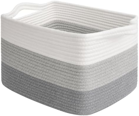 Goodpick Woven Storage Basket for Shelves, 13" x 10" x 9", Gradient Gray by Goodpick