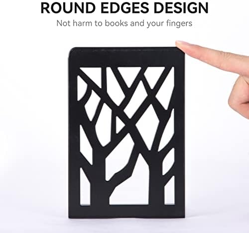 Book Ends, Bookends, Bookends for Shelves, Bookend, Book Ends for Heavy Books, Black Metal Book Shelf Holder Home Decorative, Book Stoppers for Shelves 2 Pair - Image 3