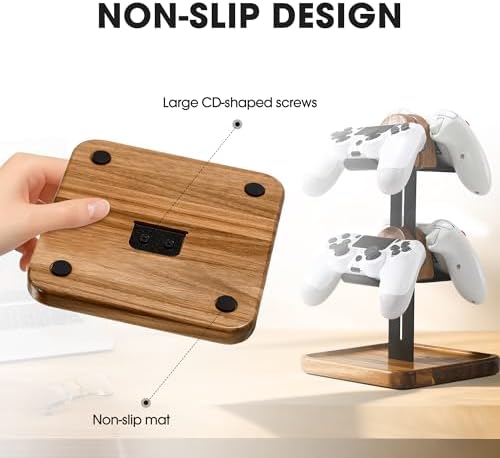 Game Controller Wood Stand, 4-in-1 Black - Image 4
