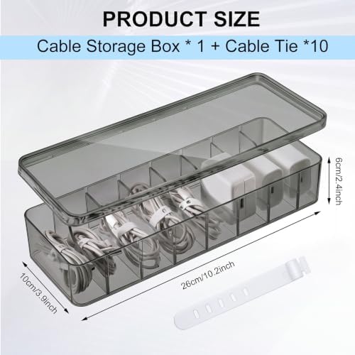 Tatuo Cord Organizer for Drawer Desktop, Gray, 1 Pack - Image 2