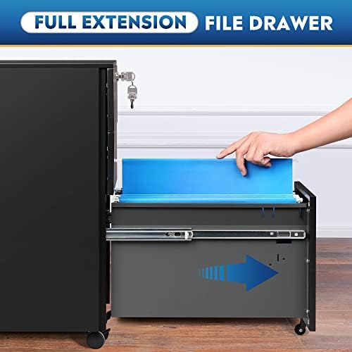 DEVAISE Slim File Cabinet, 3 Drawer Mobile Filing Cabinet for Letter/Legal/A4 Files, Fully Assembled Except Wheels, Black - Image 6
