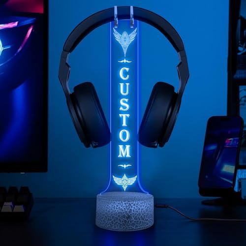 Custom LED Headphone Stand with Name, Light up Headphone Stand, Personalized Gaming Desk for Birthday, Gaming Headset Holder RGB with 16 Color Lights for Game Room Decor, Cool Gamer Gifts - Image 2