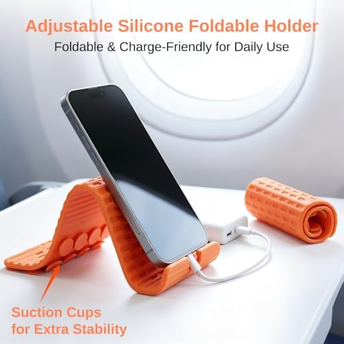 Airplane Phone Holder, Silicone Foldable Phone Stand for Desk and Travel - Image 2