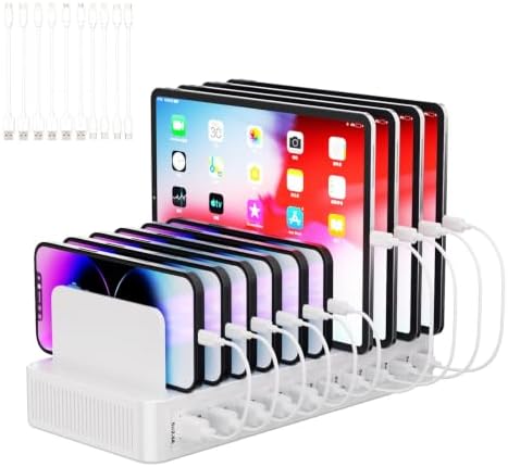 60W Charging Station for Multiple Devices, 10-Port USB Fast Charger by Yoodarmx