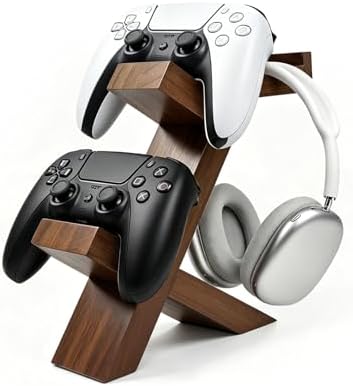 Wood Controller Holder and Headphone Stand, 3-in-1 Gaming Equipment by ASFSKY