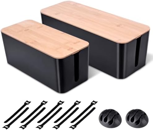 Naeety 2Pack Cable Management Box,Wooden Style Cord Organizer Cord Hide Box by Naeety
