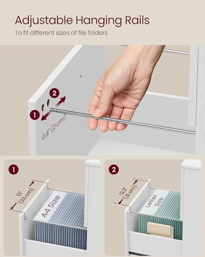 VASAGLE 2-Drawer File Cabinet, Small Rolling Filing Cabinet - Image 4