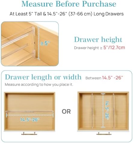 Vtopmart 5" High Drawer Dividers for Clothes 14.5"-26" Adjustable 8 Pack - Image 4