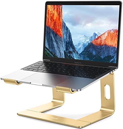 BESIGN LS03 Aluminum Laptop Stand, Ergonomic Detachable Computer Stand, Notebook Riser, Laptop Mount Compatible with Air, Pro, Dell, HP, Lenovo More 10-15.6" Laptops, Gold by BESIGN