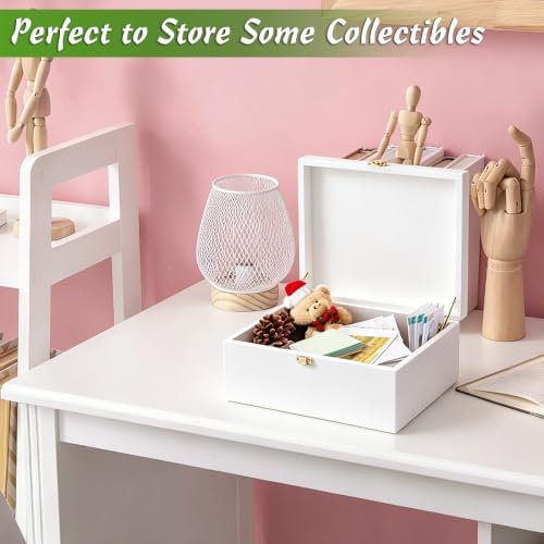 DRASTAR Wooden Keepsake Box, Large White Storage Box with a Hinged Lid, Memory treasure box for Crafts and Photo Storage - Image 2