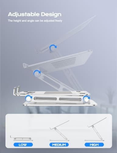 Portable Laptop Stand, Aluminum Laptop Stand for Desk - Silver - Image 3