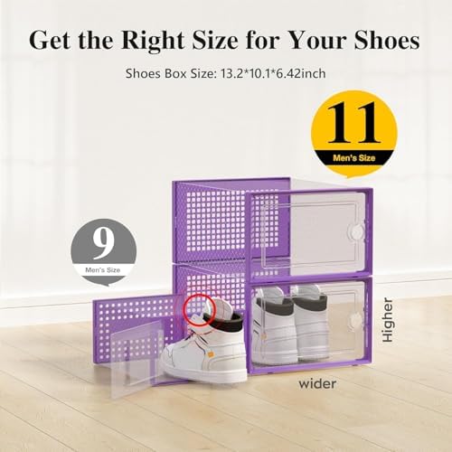 Kuject X-Large Shoe Storage Boxes 12 Pack, Clear Stackable Shoe Organizer - Image 2