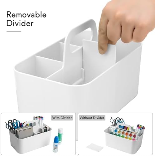 Tiawudi Multipurpose Caddy Organizer, Plastic Caddy with Handle, Stackable Desk Organizer for Stationery, Marker and Pencil, Office Supplies Organizer, Dorm Caddy - Image 4