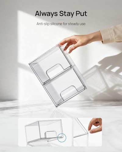 Vtopmart 8 Pack Small Clear Stackable Storage Drawers for Desk, Countertop - Image 6